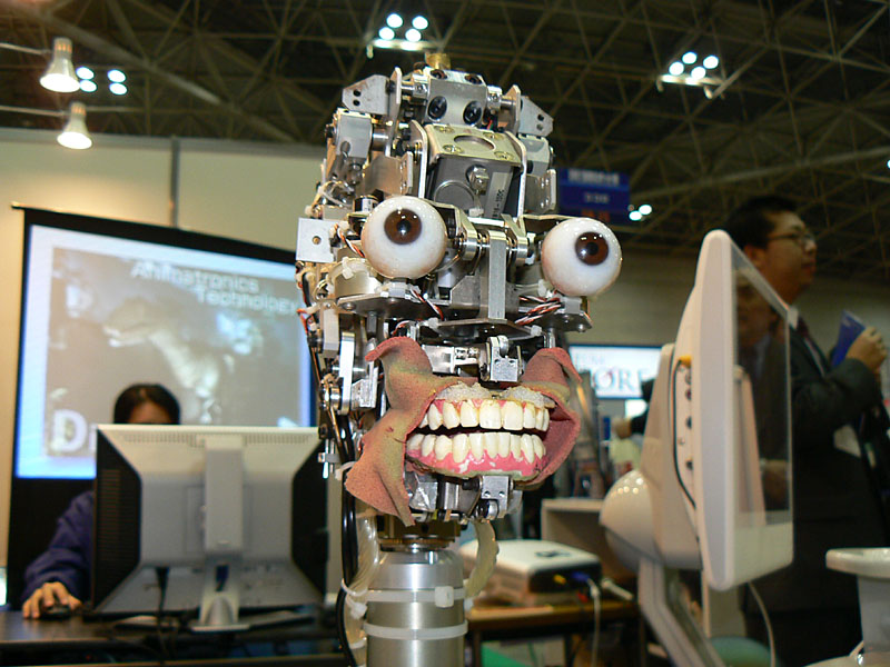 「2007国際ロボット展」で展示されたアクトロイドの頭部