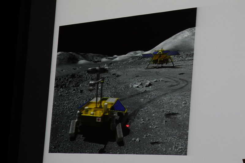 月面ローバの予想イラスト。展示されていたテスト機と似ている部分もある
